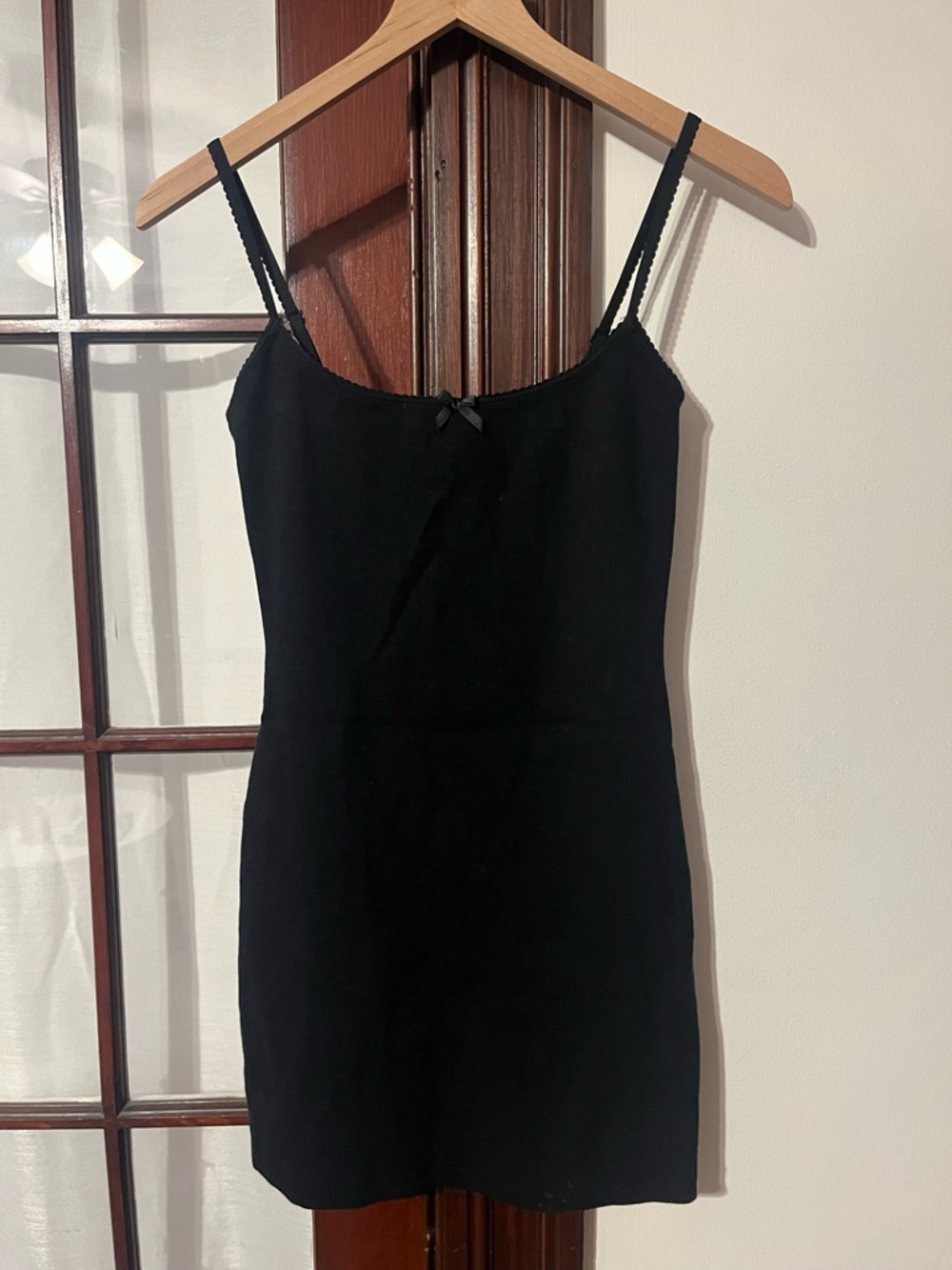 Princess Polly Katrina Black Cotton Spaghetti Strap Slip Mini Dress - Size 6